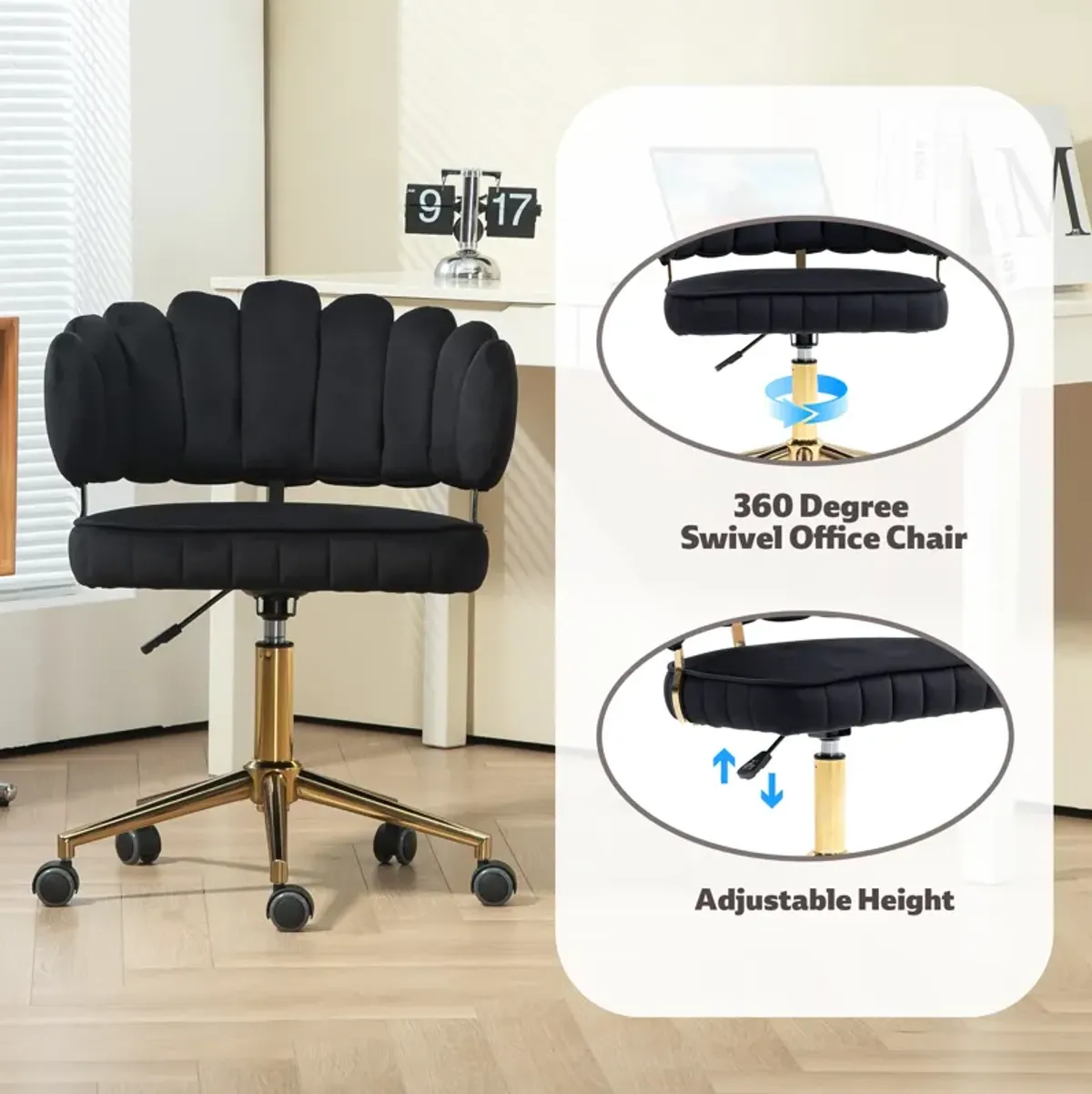 Merax Velvet Home Office Desk Computer Chair