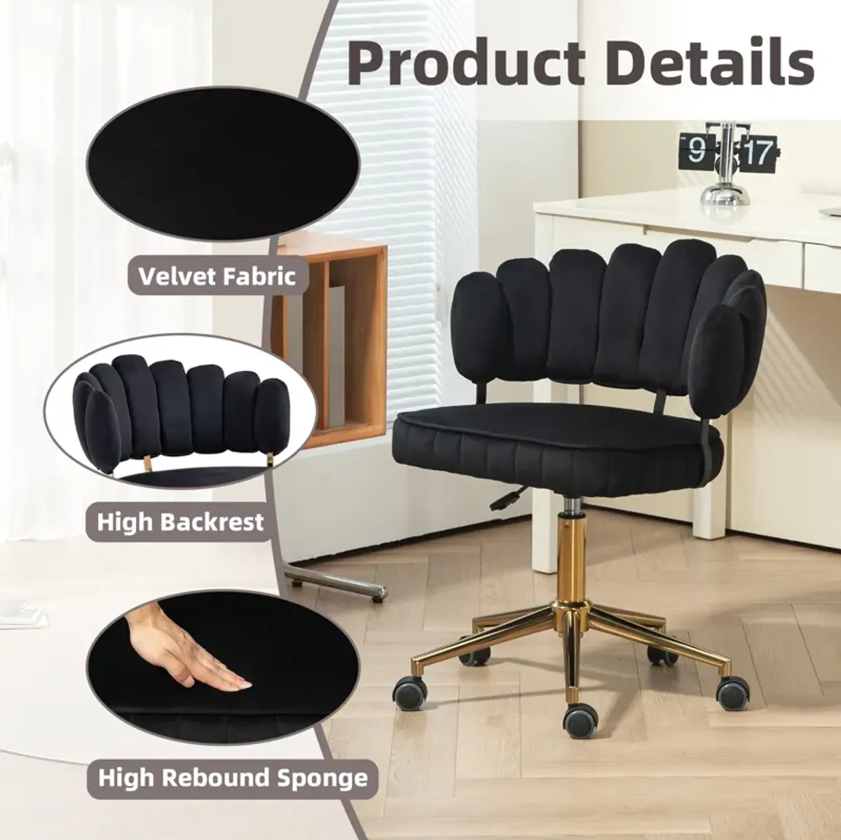 Merax Velvet Home Office Desk Computer Chair