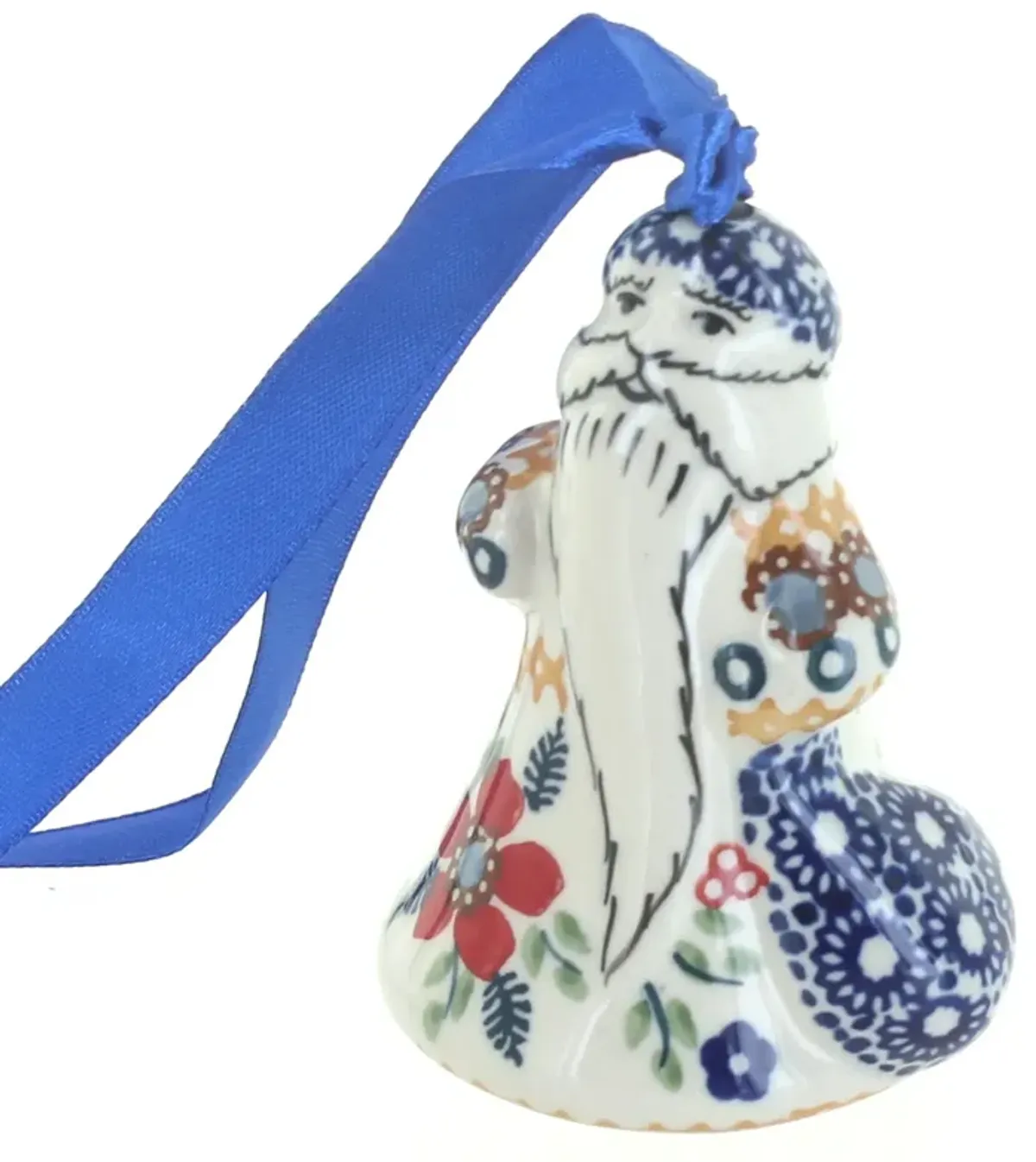 Blue Rose Polish Pottery Tulip Father Christmas Ornament