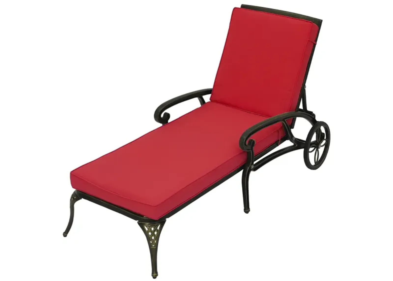 MONDAWE Cast Aluminum Outdoor Adjustable Chaise Lounge with Removable Cushion