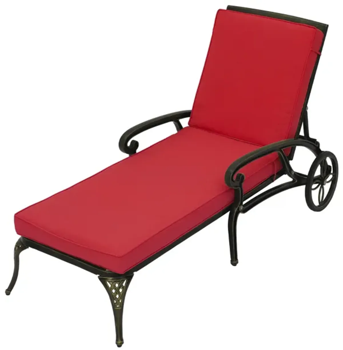 MONDAWE Cast Aluminum Outdoor Adjustable Chaise Lounge with Removable Cushion