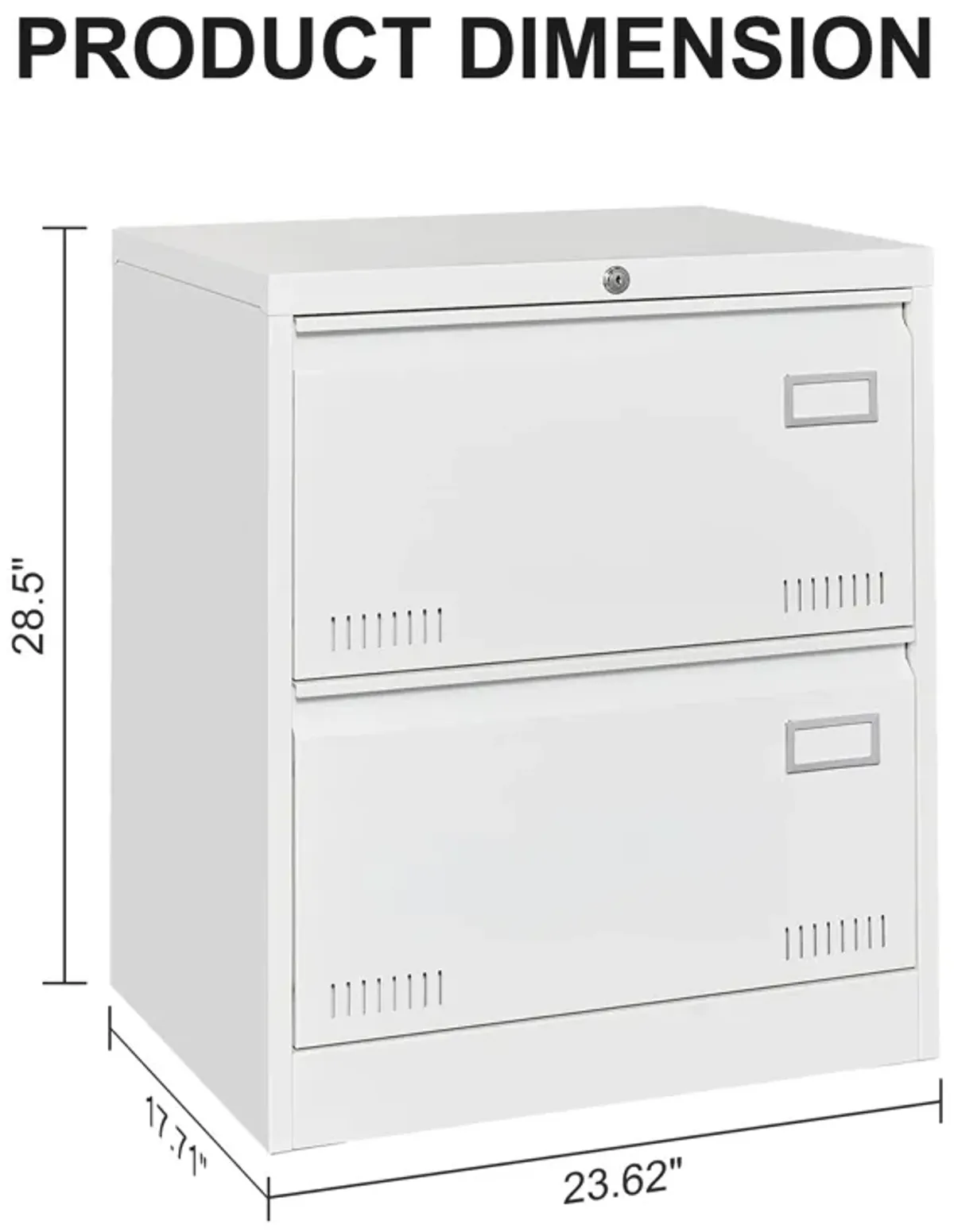 Filing Cabinet Lateral File Cabinet 2 Drawer, White Filing Cabinets with Lock, Locking Metal File Cabinets Three Drawer Office Cabinet for Legal/Letter/A4/F4 Home Offic