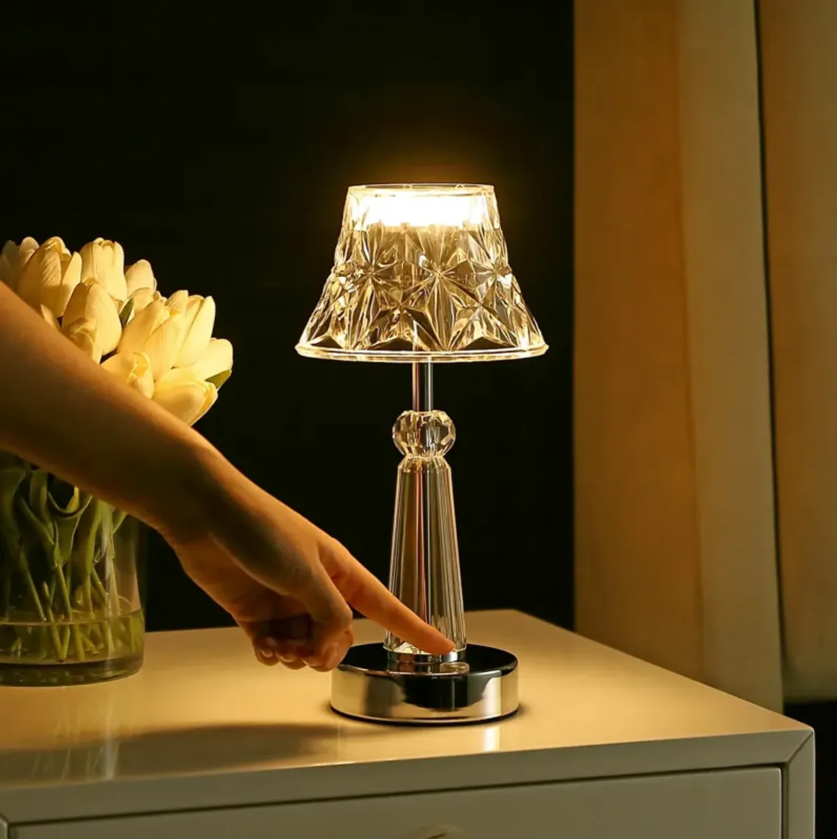 Madelyn Bohemian Classic Acrylic Rechargeable Integrated Portable LED Table Lamp