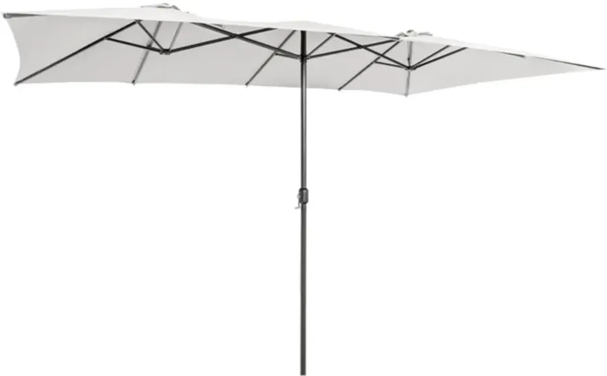 Hivvago 15 Feet Double-Sized Patio Umbrella with Crank Handle and Vented Tops