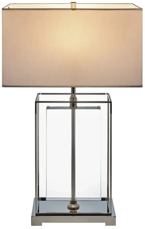 Rectangular Table Lamp Chrome Metal LED Light