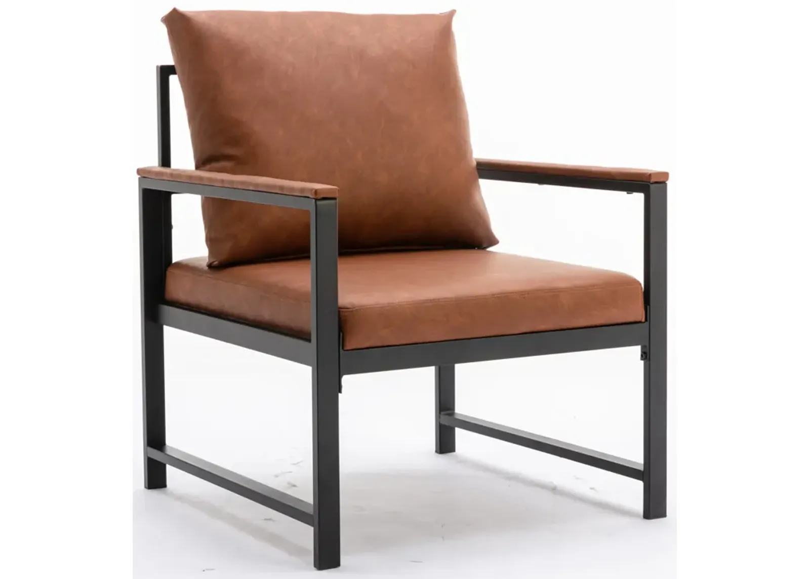 Hivvago Single Sofa Faux Leather Accent Chair with Powder Coated Metal Legs