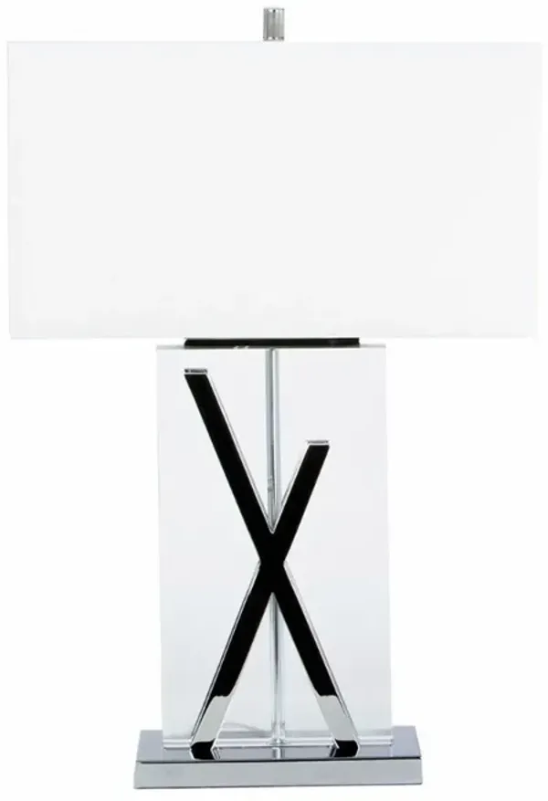 X Table Lamp Chrome Metal LED Light