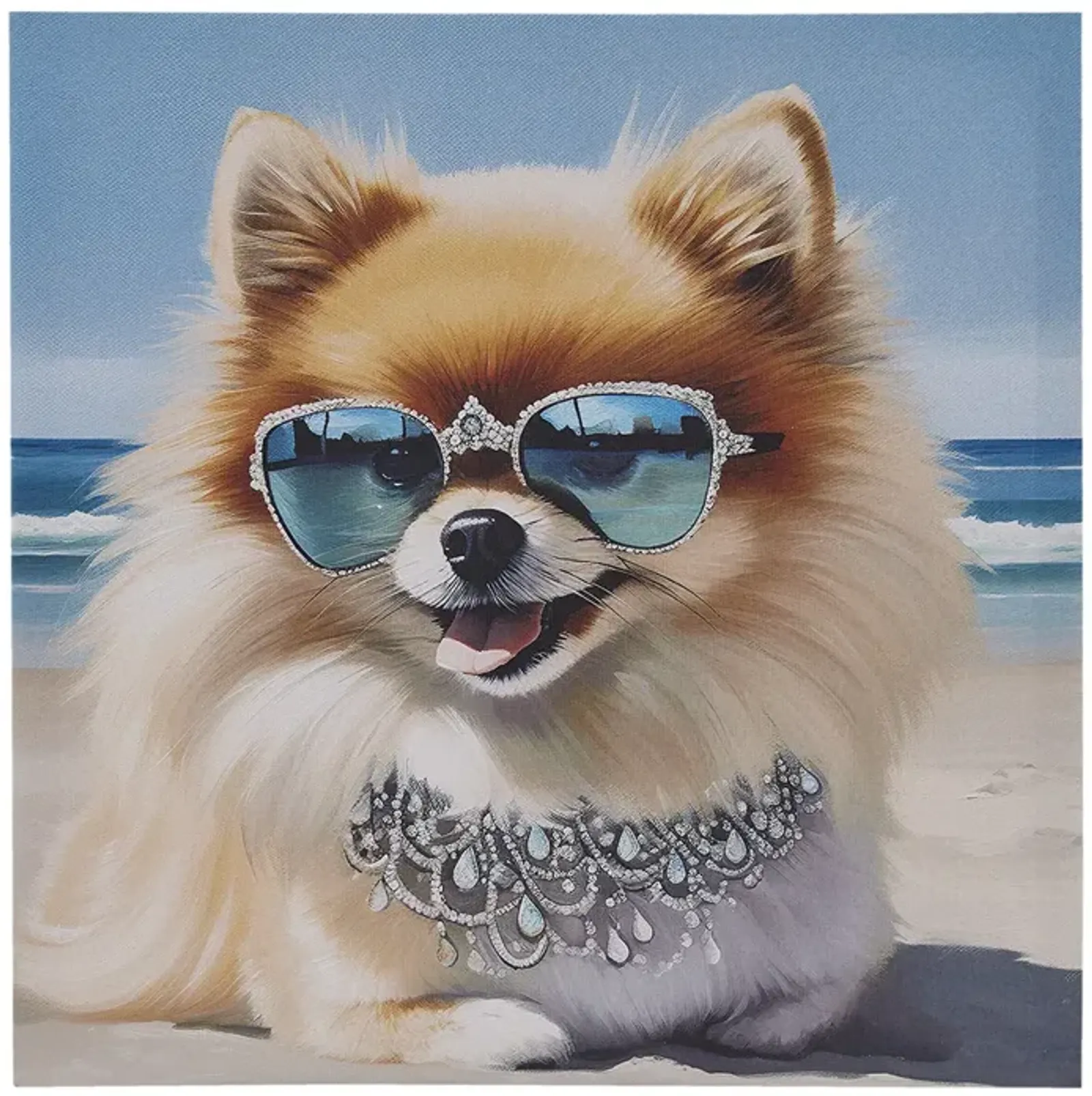 Gracie Mills Betty Beach Day Dog Canvas Wall Art