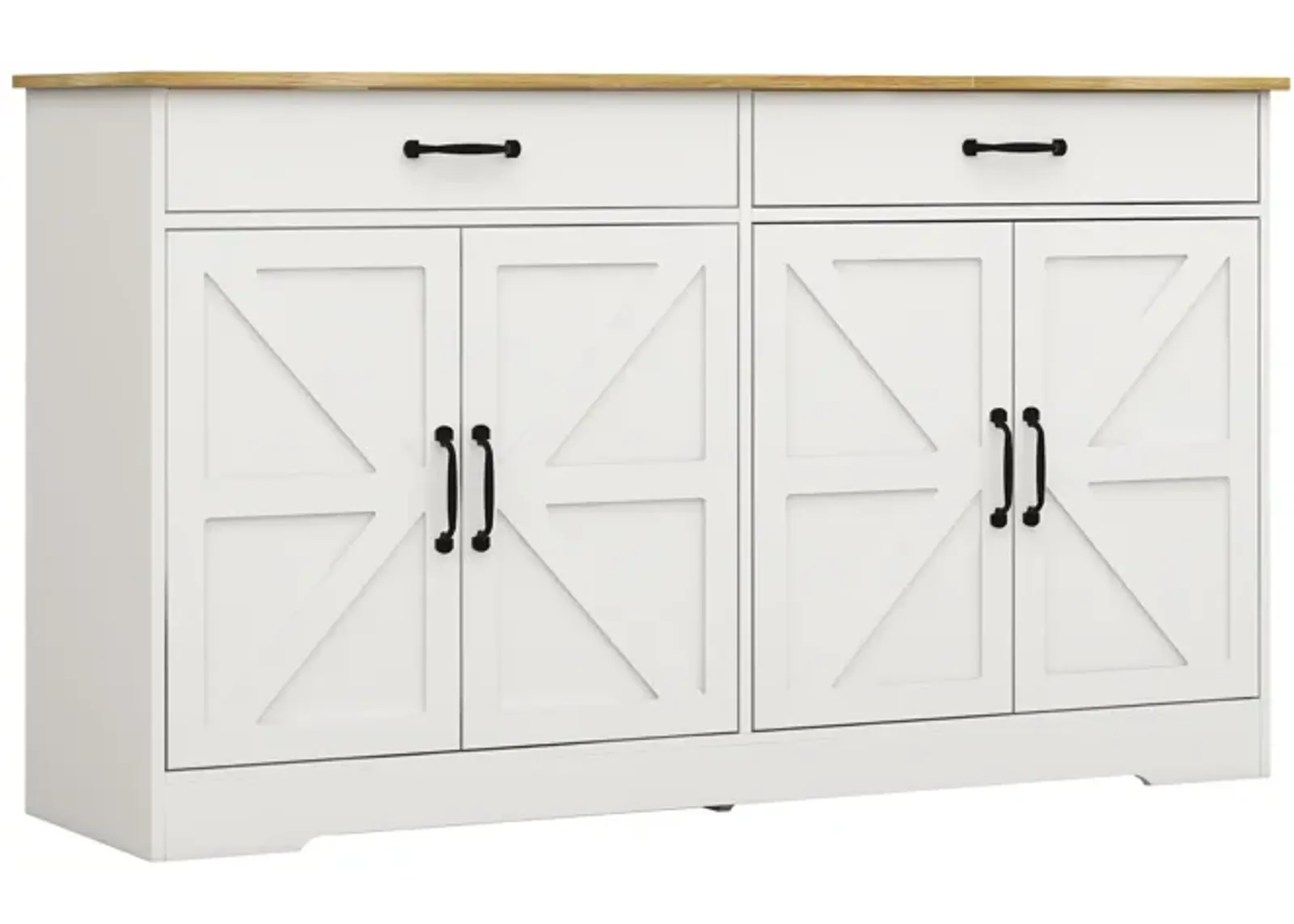 White MDF 55.91 in. Sideboard with X-panel Design Doors