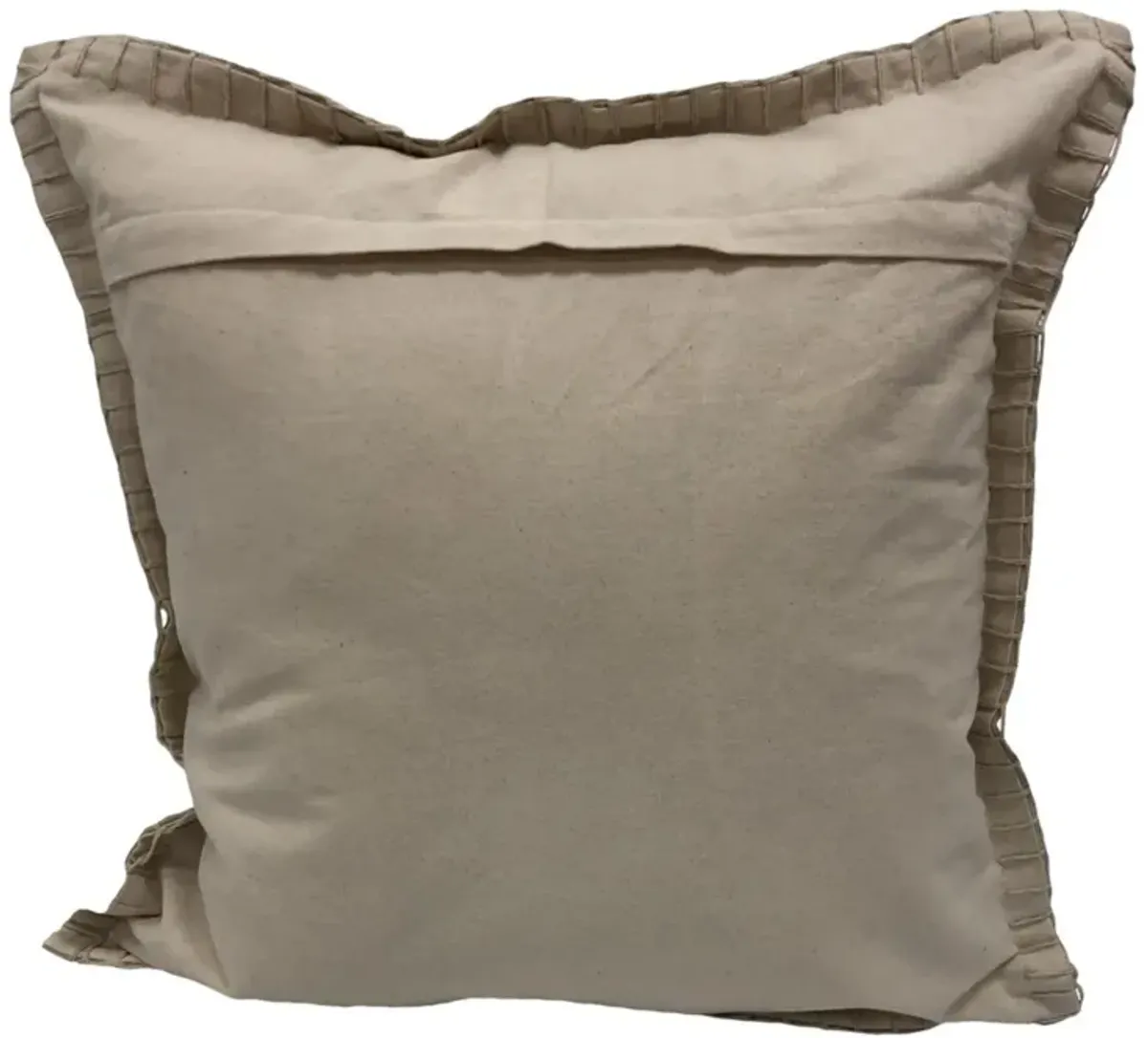 22" Tan Brown Solid Embroidered Border Handmade Square Throw Pillow