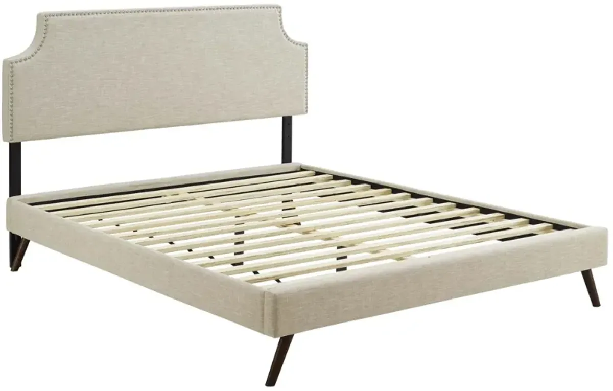 Modway - Corene Queen Fabric Platform Bed with Round Splayed Legs Beige