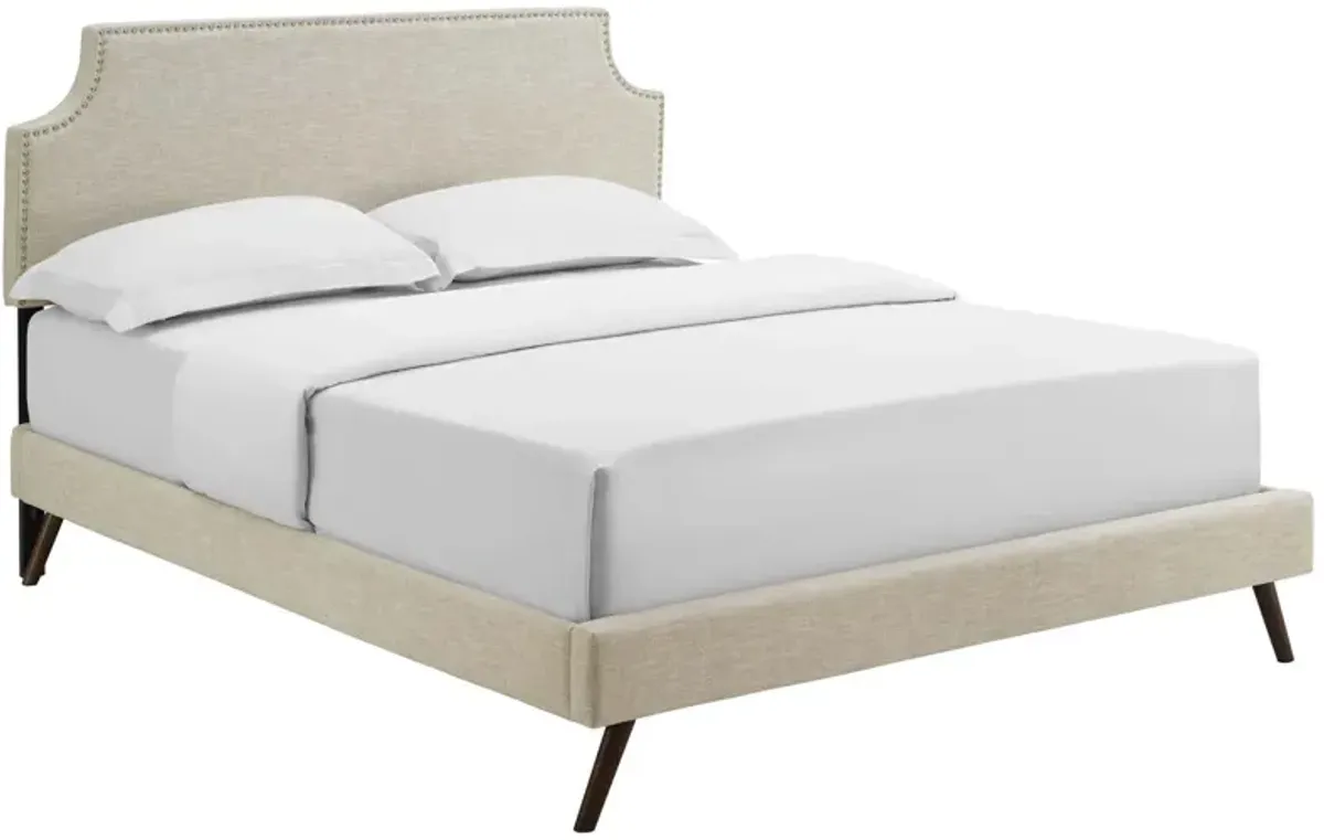 Modway - Corene Queen Fabric Platform Bed with Round Splayed Legs Beige