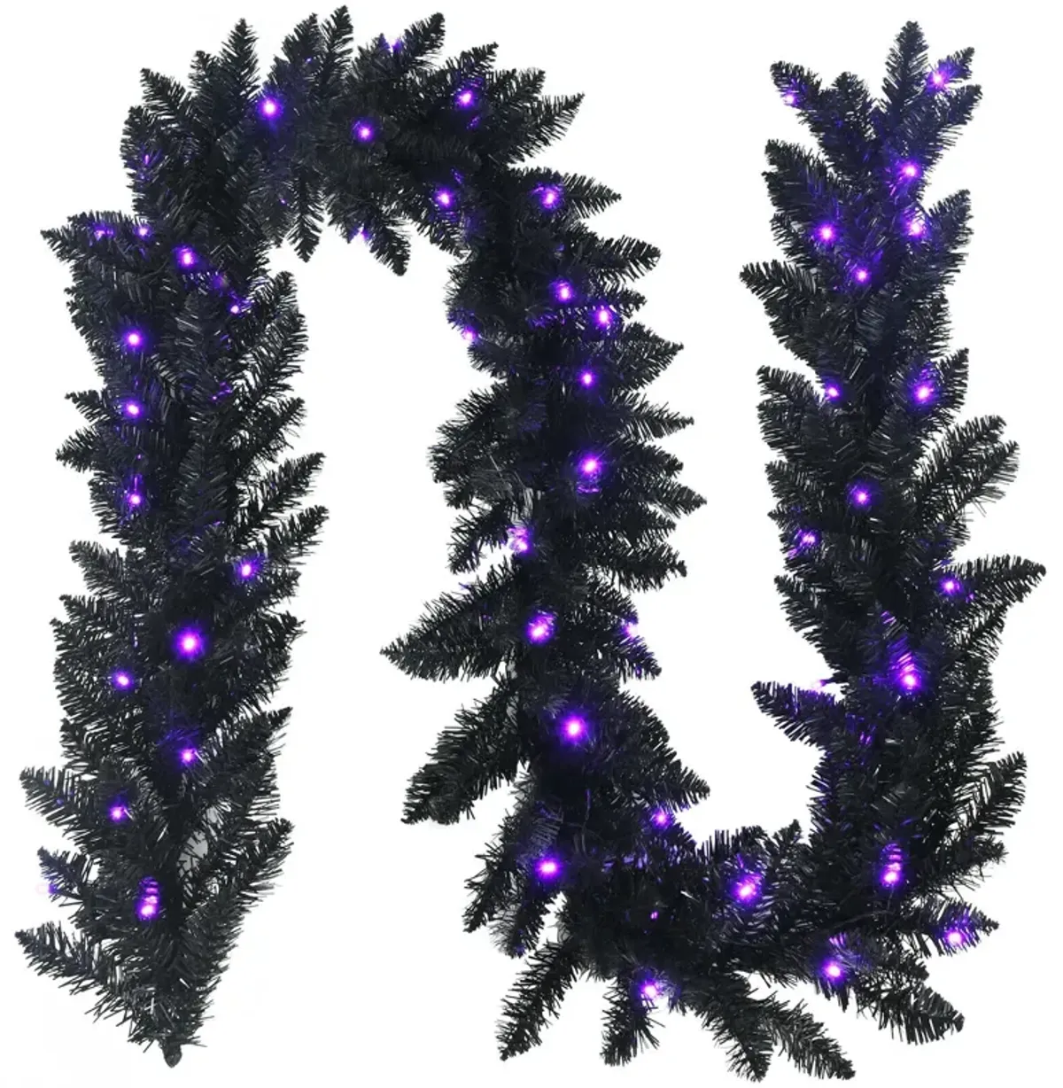 9 Feet Pre-lit Christmas Halloween Garland with 50 Purple LED Lights