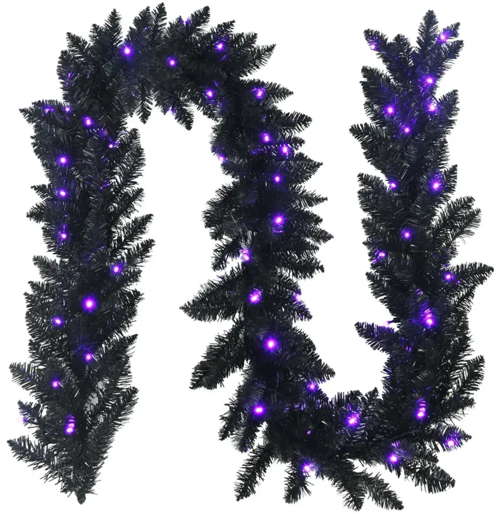 9 Feet Pre-lit Christmas Halloween Garland with 50 Purple LED Lights