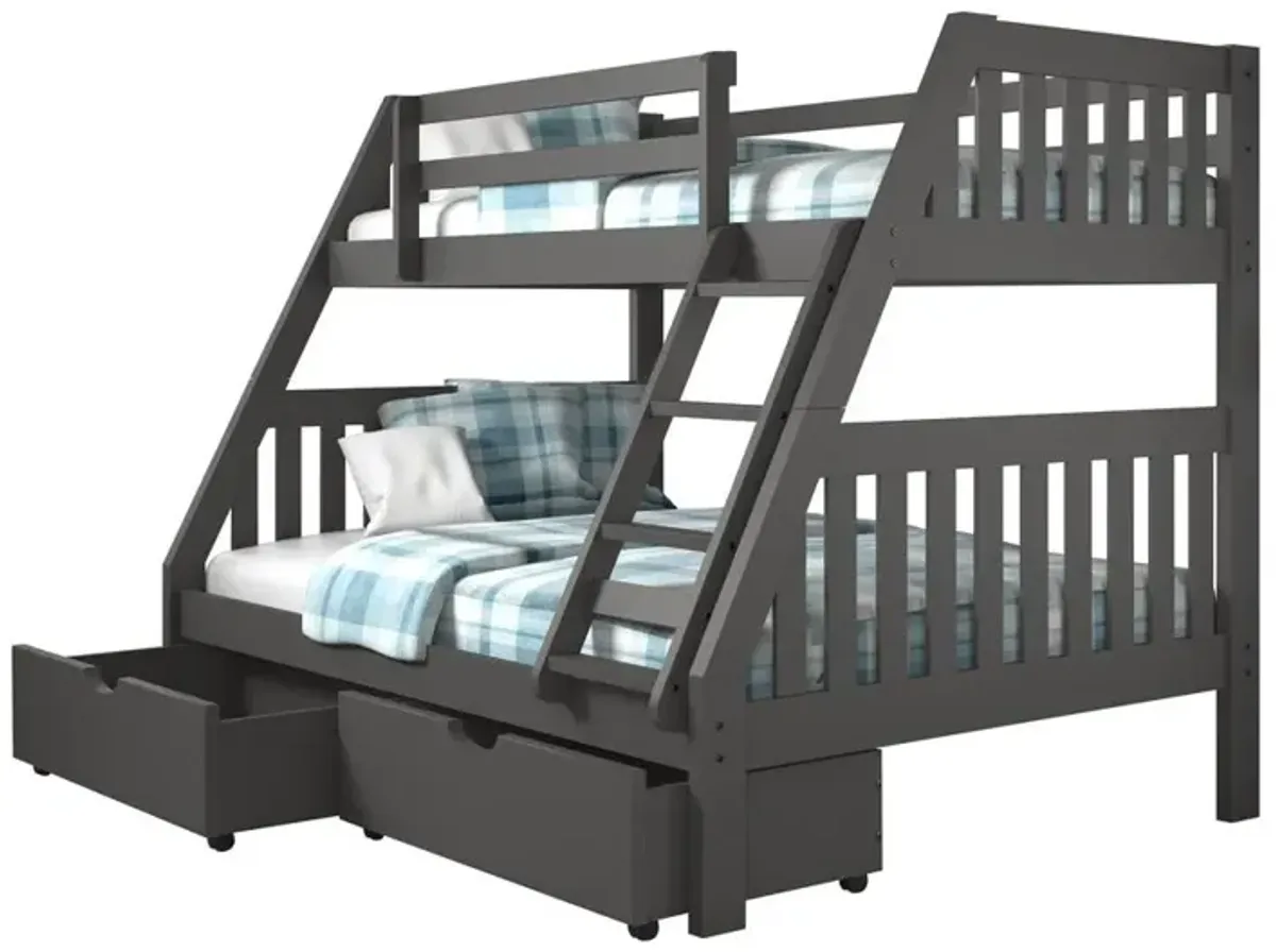 Donco Trading Twin/Full Mission Bunk Bed W/Dual Under Bed Drawers