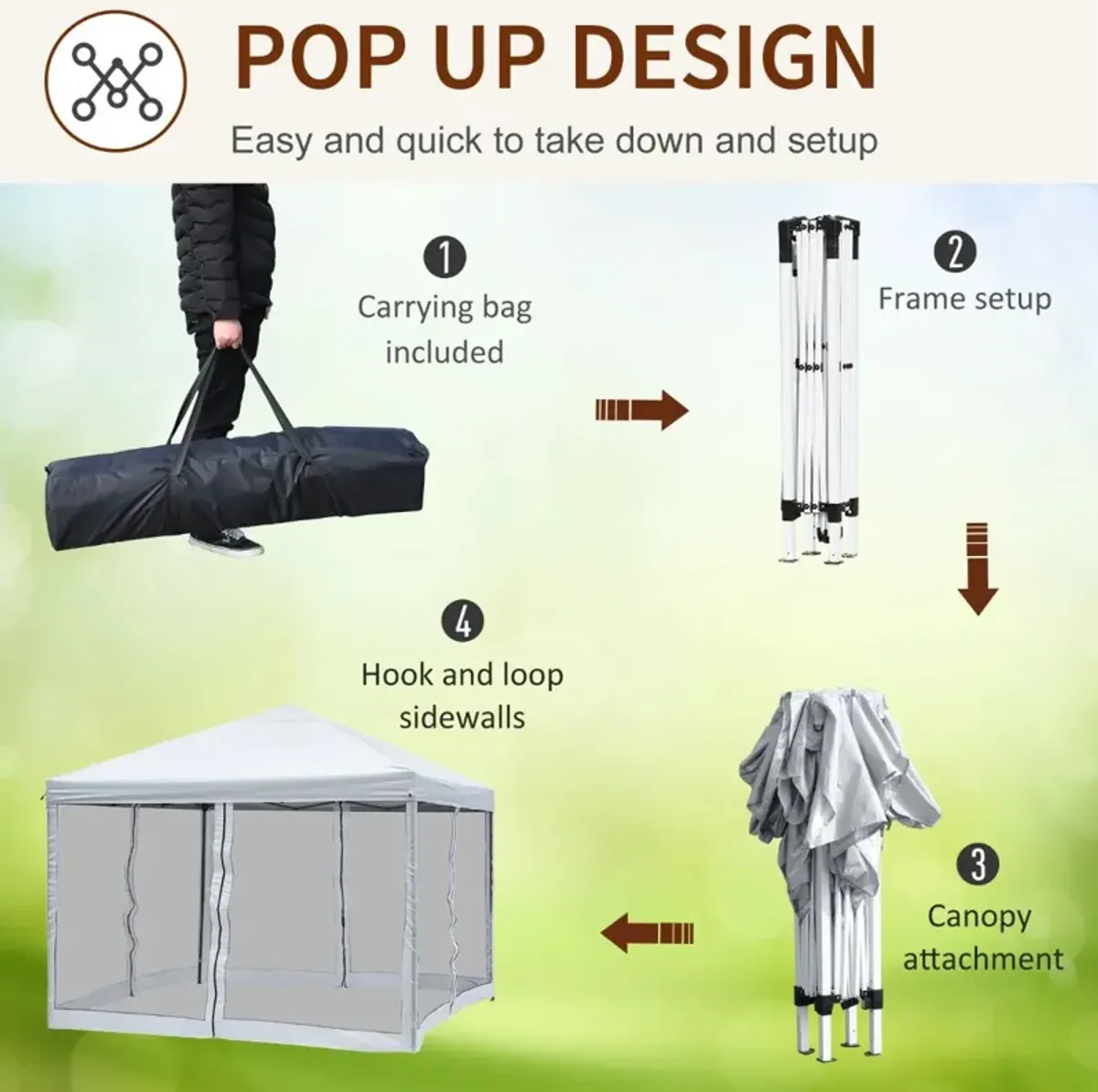 Breezy Event Shelter: 10x10 Silver Pop-Up Gazebo with Mesh Walls