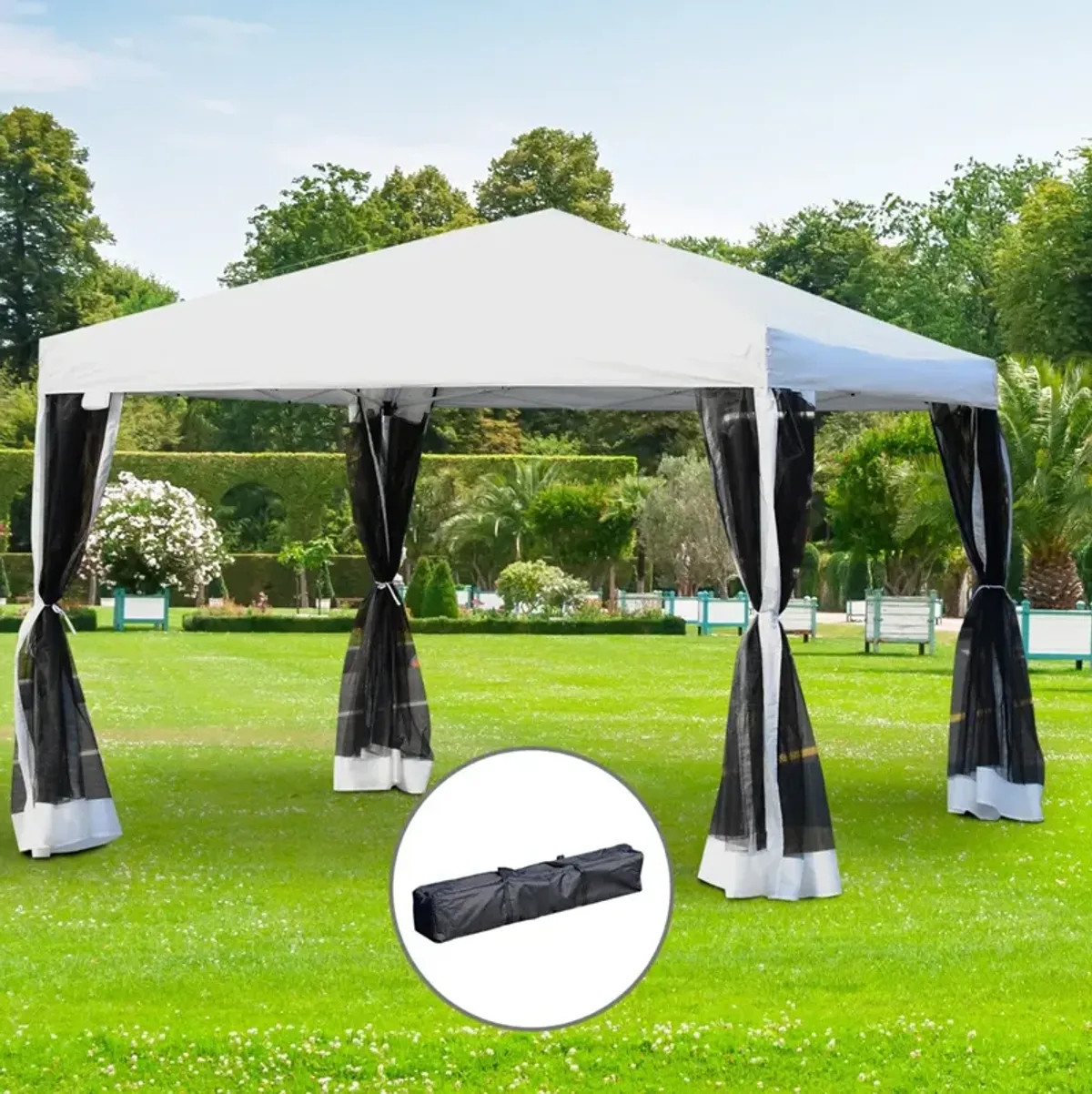 Breezy Event Shelter: 10x10 Silver Pop-Up Gazebo with Mesh Walls