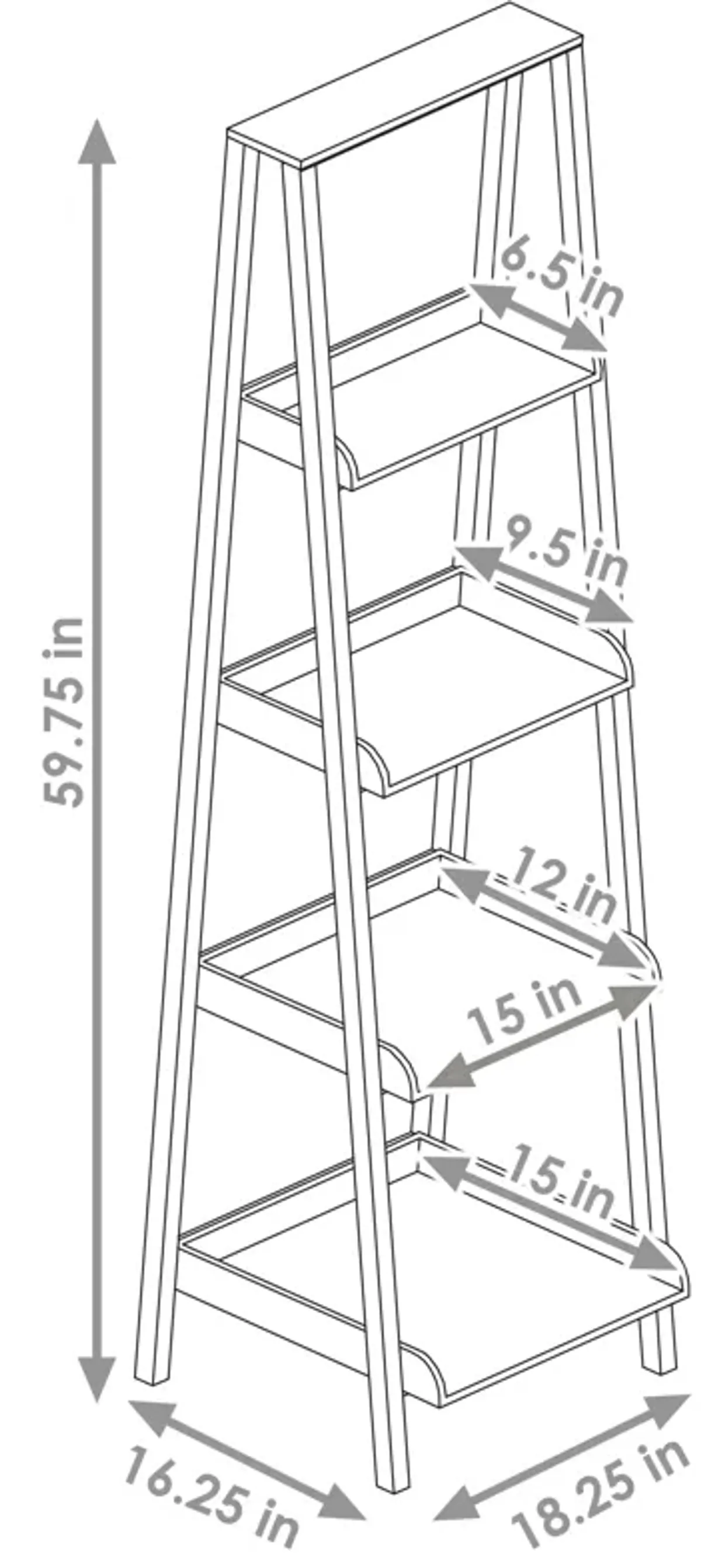 Sunnydaze Indoor 4-Shelf Acacia Wood Ladder Bookshelf - 59.75" H