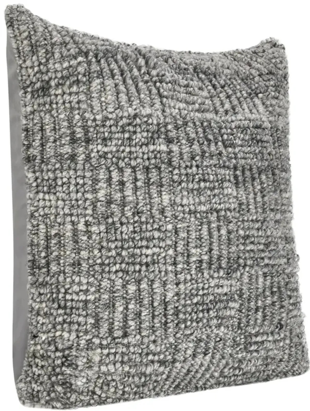Slick Outdoor Square Accent Throw Pillow, 22 Inch Gray Recycled Fabric - Benzara