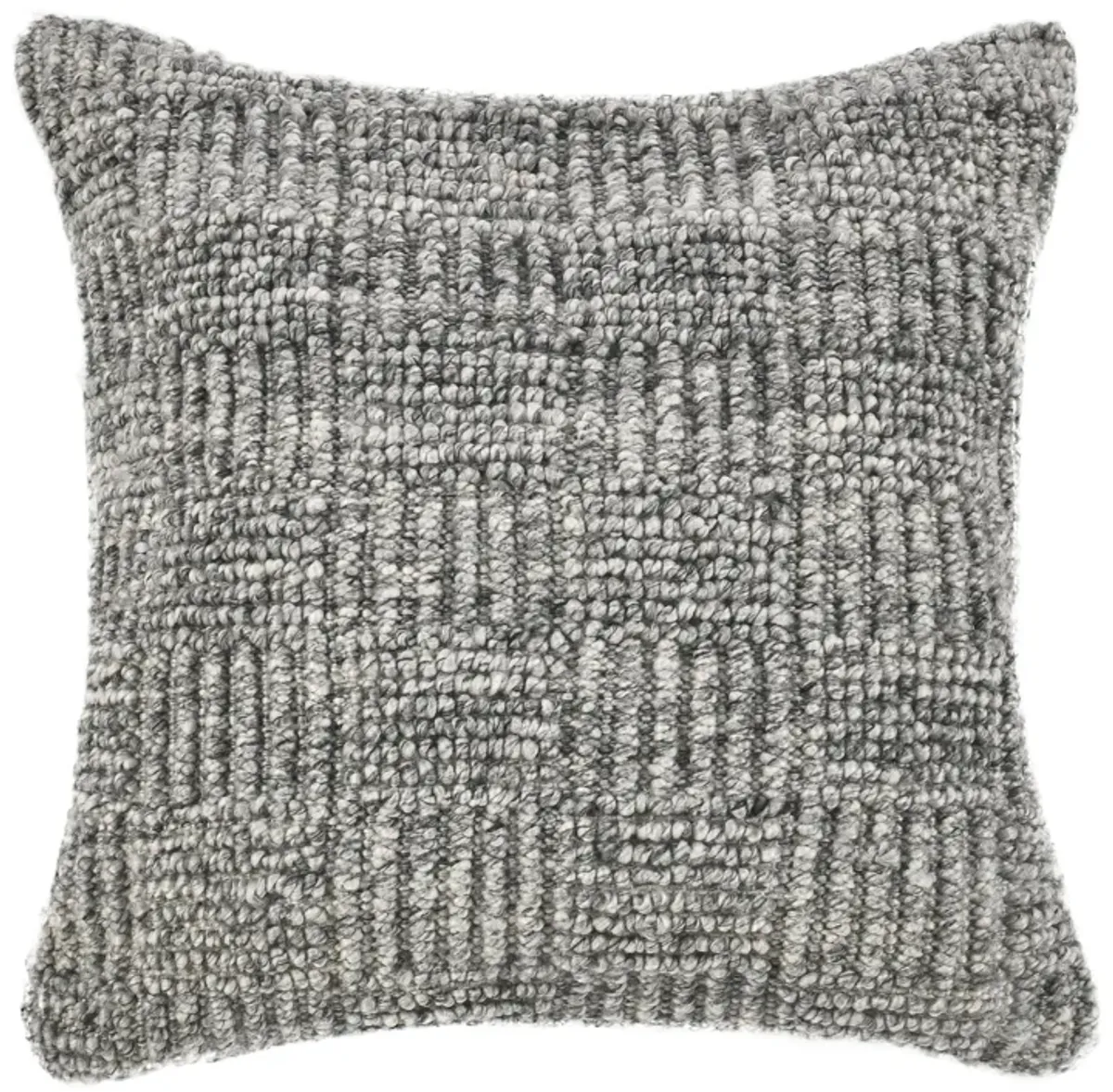 Slick Outdoor Square Accent Throw Pillow, 22 Inch Gray Recycled Fabric - Benzara