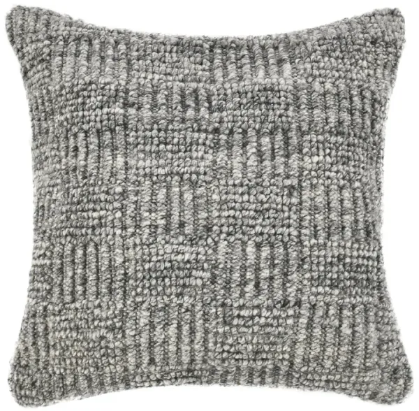 Slick Outdoor Square Accent Throw Pillow, 22 Inch Gray Recycled Fabric - Benzara