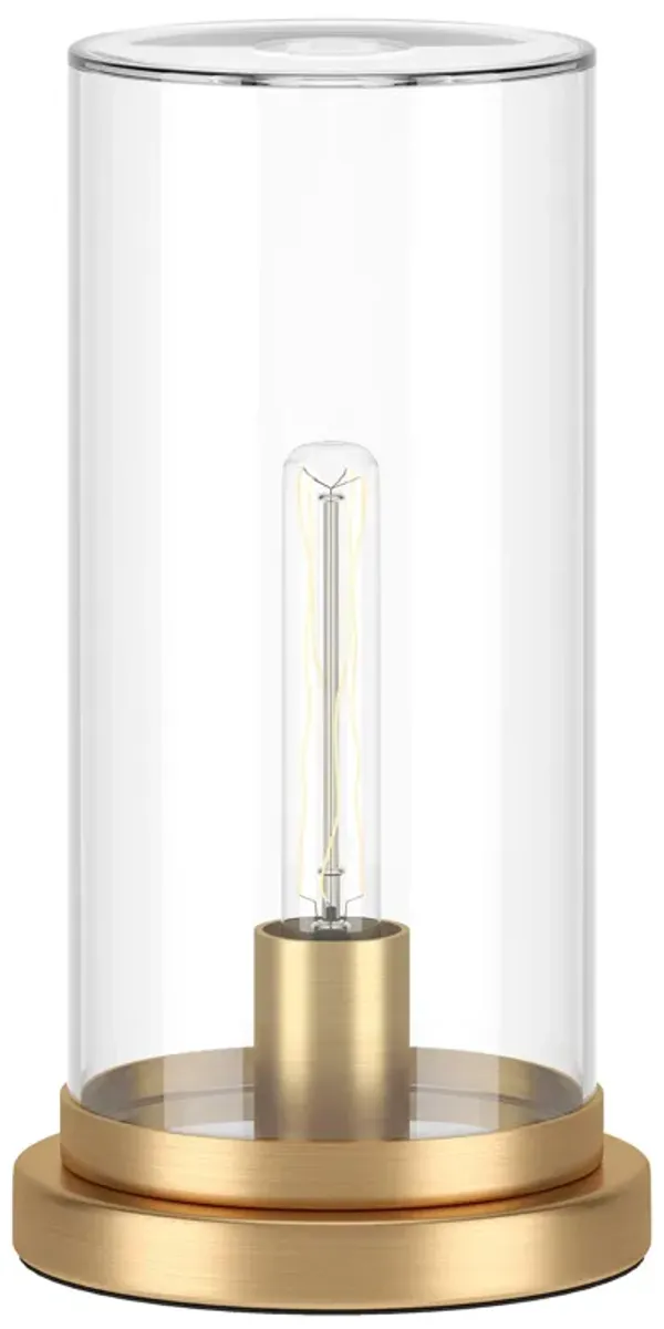 Hivvago 13" Brass Metal Table Lamp With Clear Cylinder Shade
