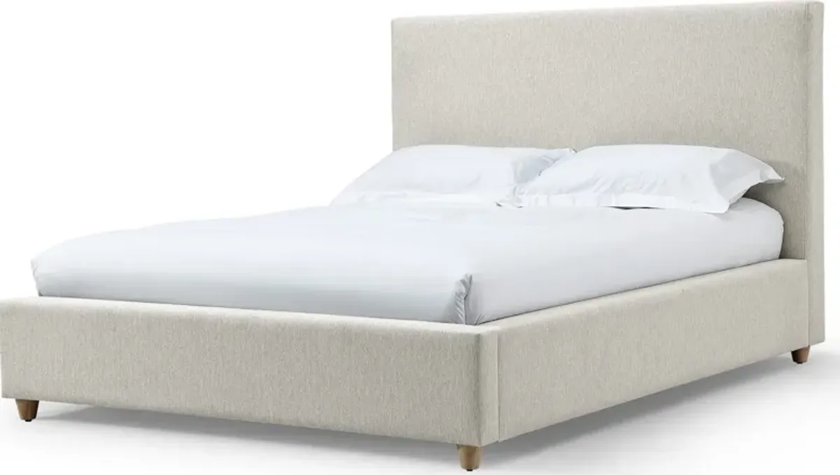 Olivia Upholstered California King-size Bed in Ivory