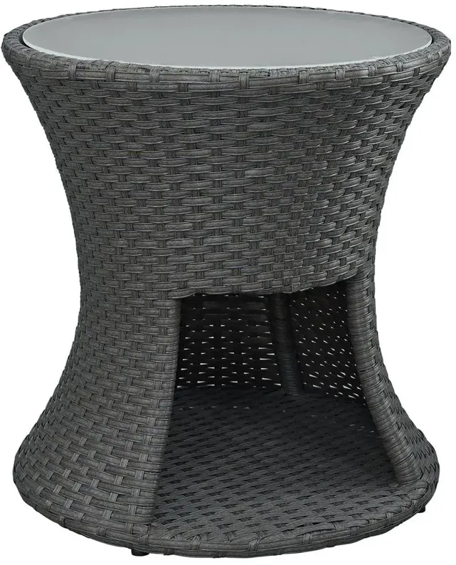 Modway Sojourn Wicker Rattan Outdoor Patio Side End Table in Chocolate