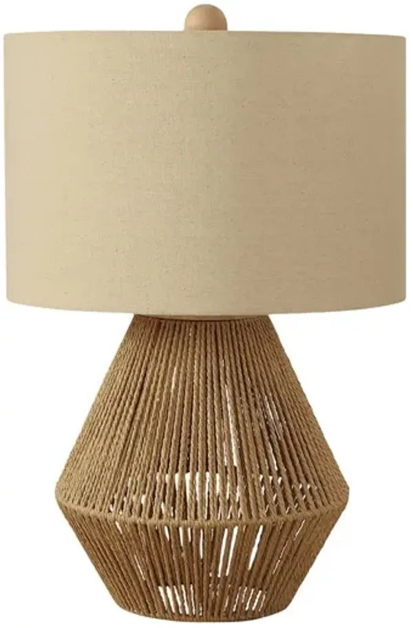 Monarch Specialties I 9628 - Lighting, 22"H, Table Lamp, Brown Rope, Beige Shade, Transitional