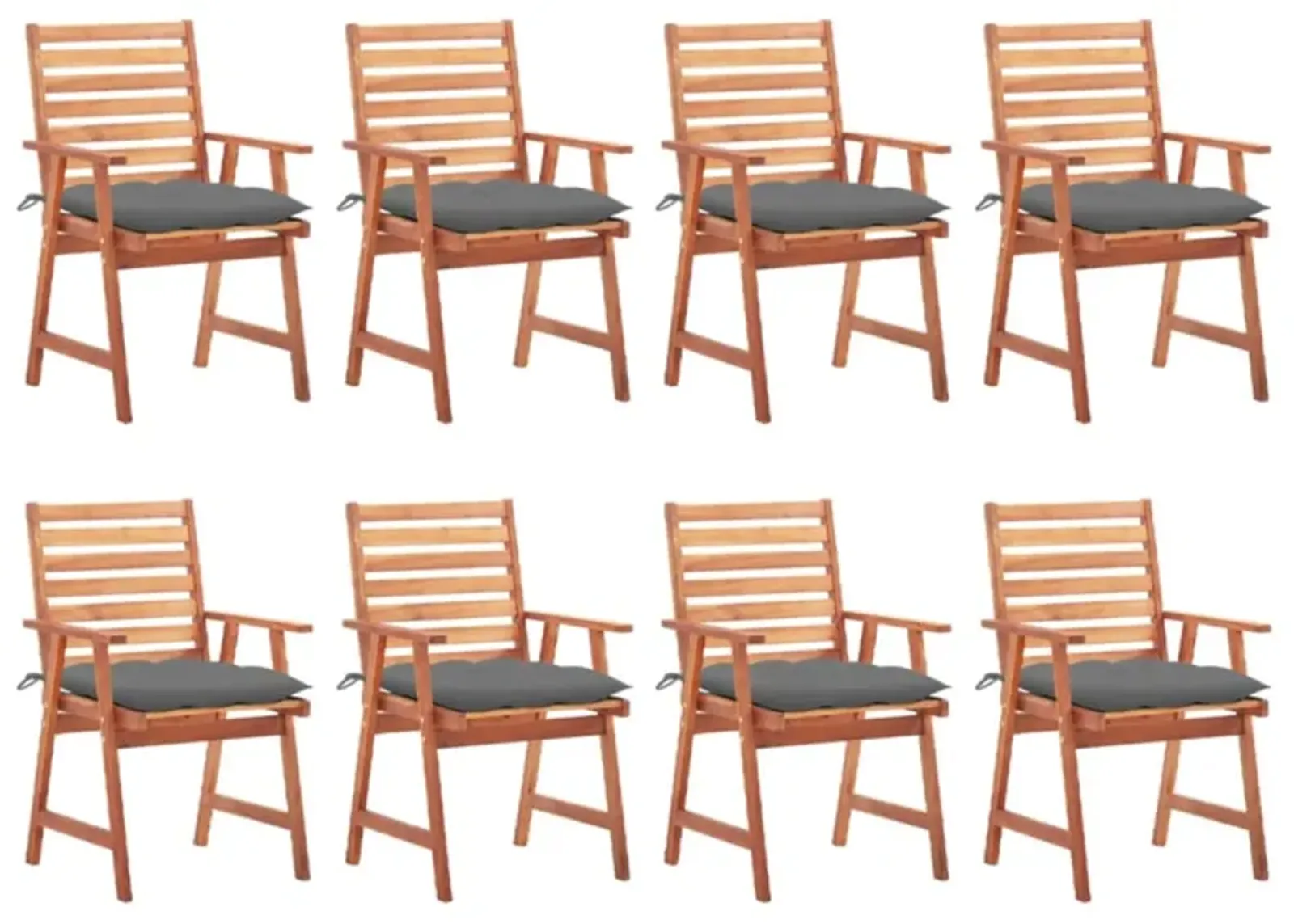 vidaXL Patio Dining Chairs 8 pcs with Cushions Solid Acacia Wood