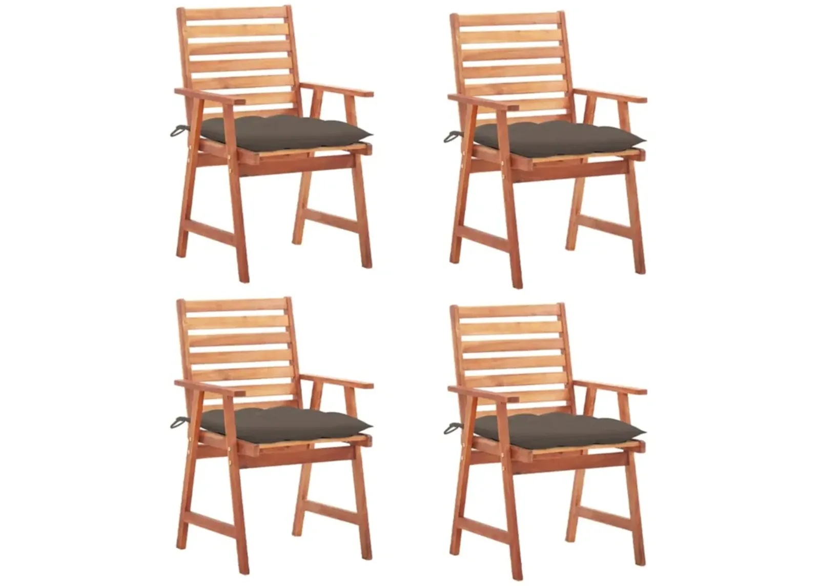 vidaXL Patio Dining Chairs 4 pcs with Cushions Solid Acacia Wood