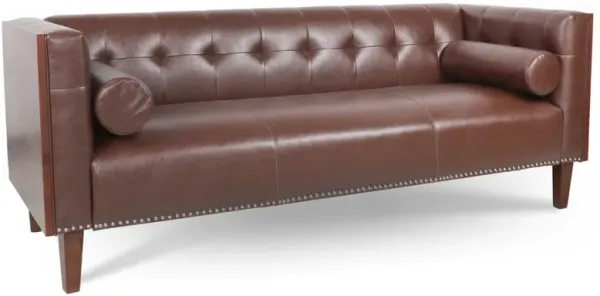 Wooden Decorated Arm 3 Seater Sofa