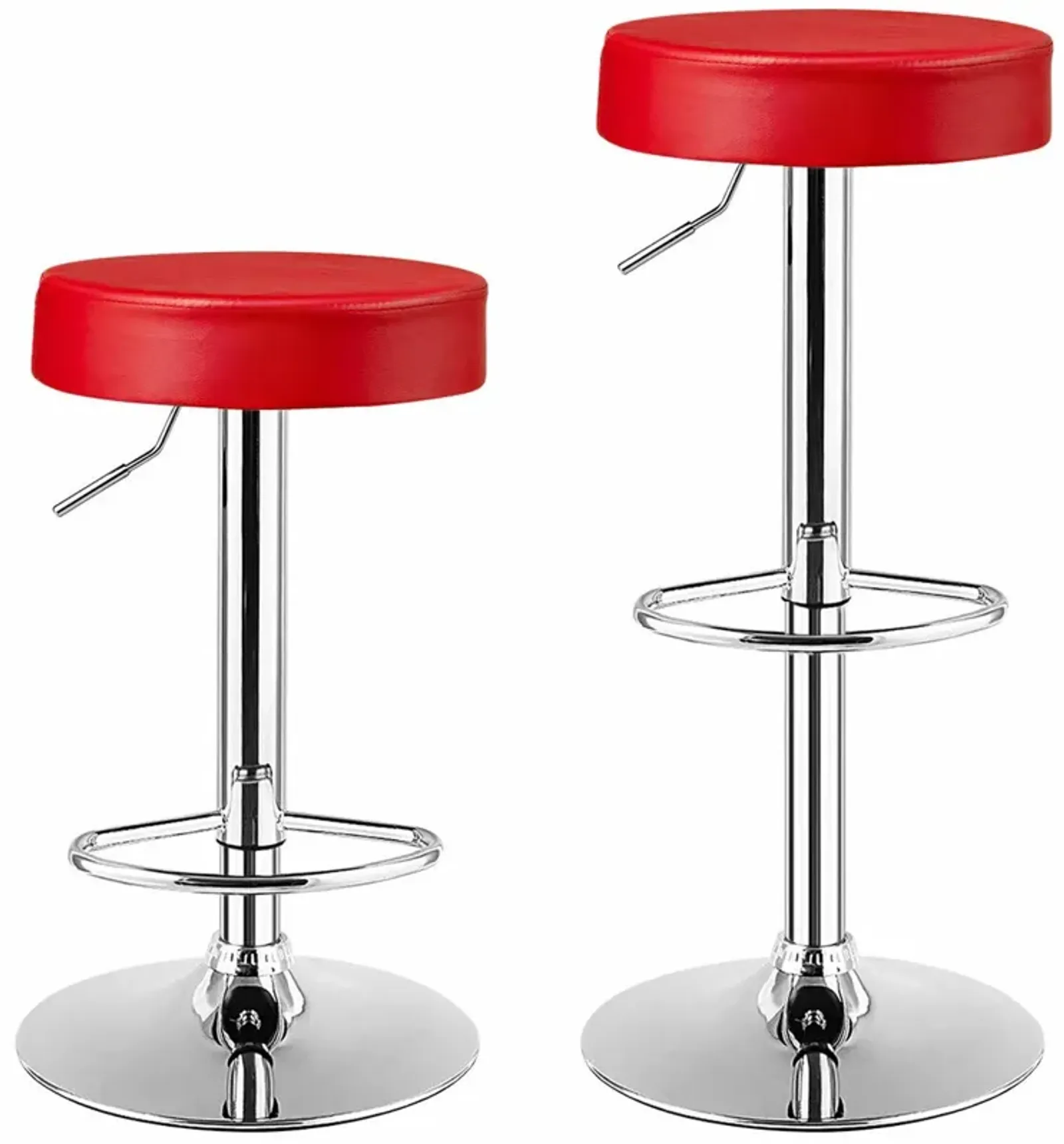 Set of 2 Adjustable Swivel Round Bar Stool Pub Chairs