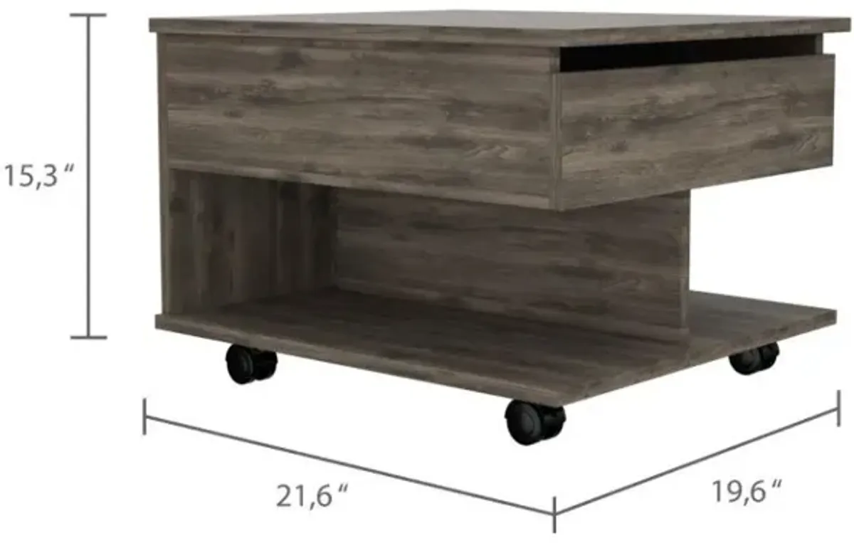 DEPOT E-SHOP Babel Lift Top Coffee Table, Countertop, Caster Wheels, One Shelf - Dark Brown, For Living Room