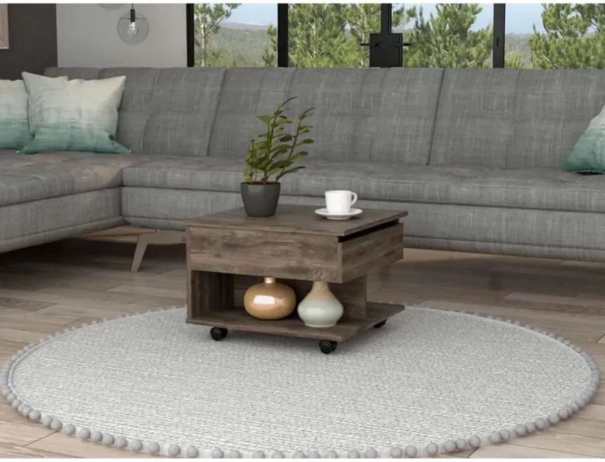 DEPOT E-SHOP Babel Lift Top Coffee Table, Countertop, Caster Wheels, One Shelf - Dark Brown, For Living Room