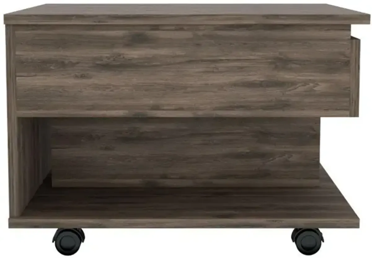 DEPOT E-SHOP Babel Lift Top Coffee Table, Countertop, Caster Wheels, One Shelf - Dark Brown, For Living Room