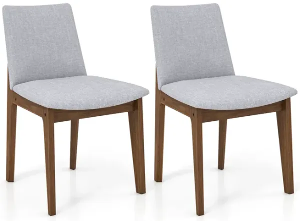 Set of 2 Wooden Dining Chairs Upholstered with High Curved Back-Walnut