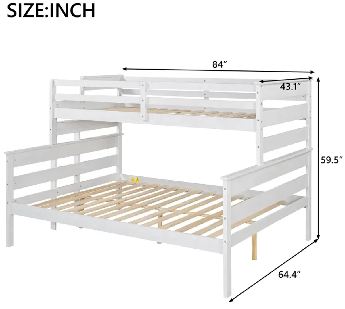 Wood Twin XL over Queen Bunk Bed with Ladder