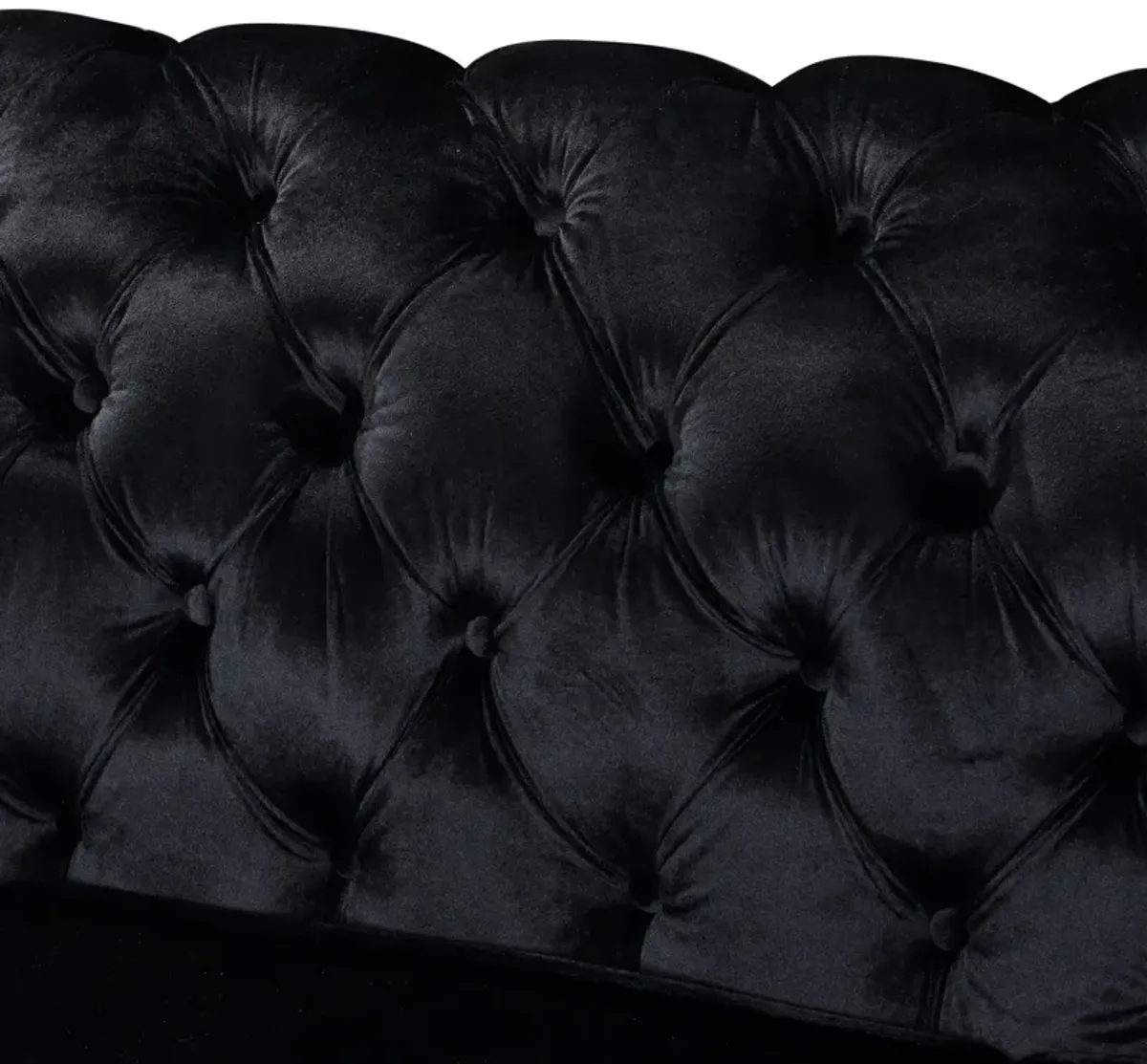 Tufted Velvet Sofa Set, Black with Gold Stainless