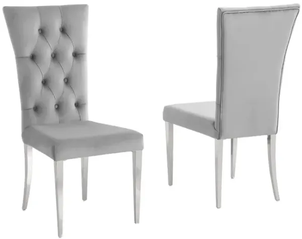 Danis Grey Velvet with Silver Dining Chairs, Set of 2