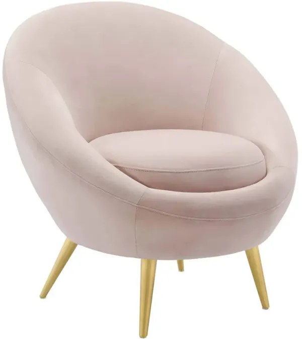 Modway Circuit Modern Performance Velvet Curved Back Accent Lounge Living Room Chair in Pink
