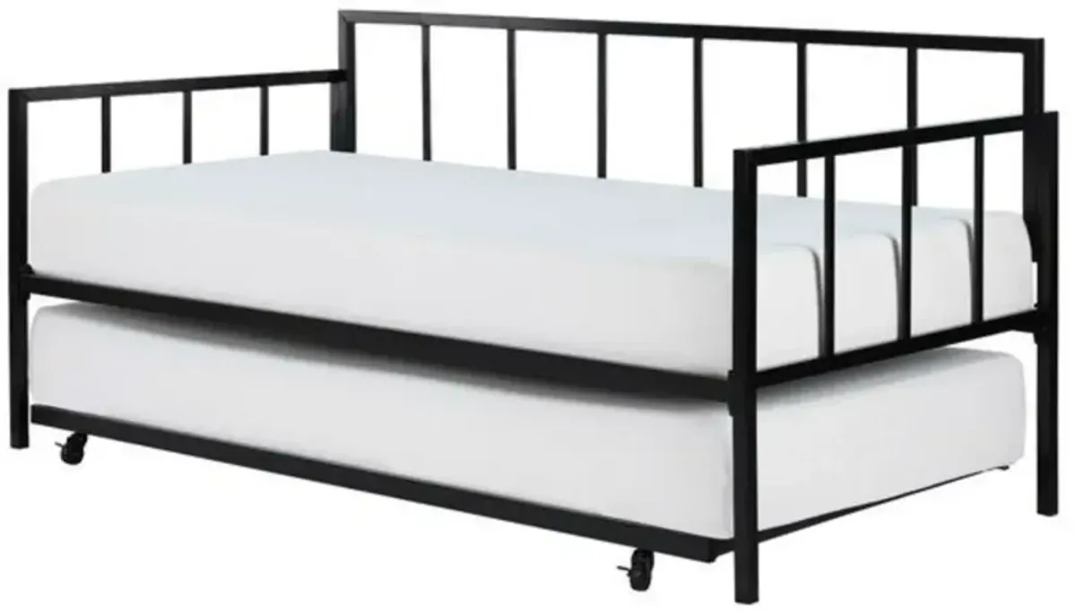 Hivvago Heavy Duty Metal Daybed with Roll-Out Trundle Bed