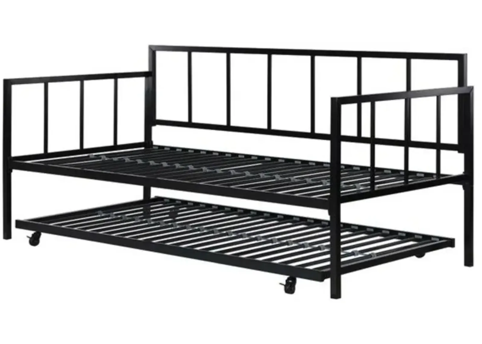 Hivvago Heavy Duty Metal Daybed with Roll-Out Trundle Bed