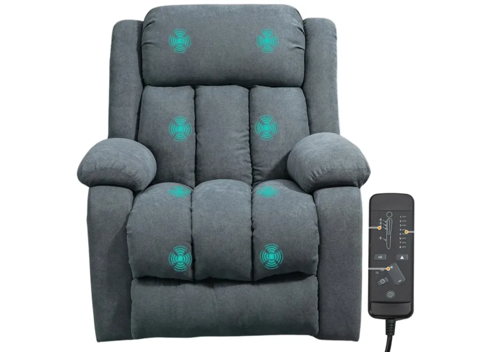 Grey Senior Comfort: Big & Tall Electric Lift Recliner with Massage