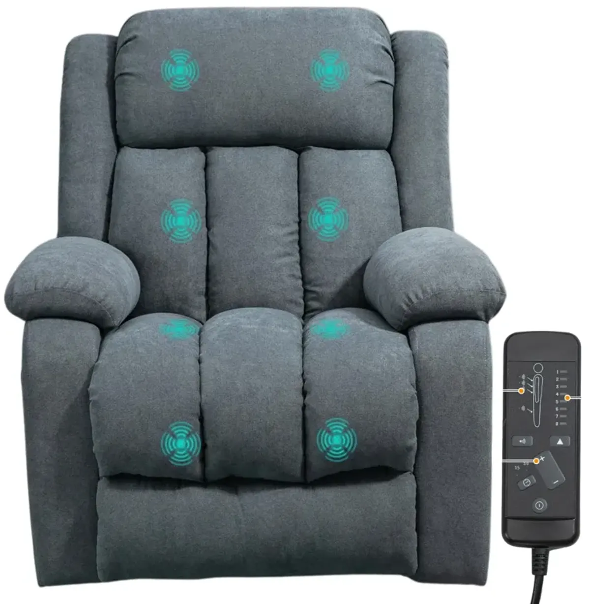 Grey Senior Comfort: Big & Tall Electric Lift Recliner with Massage