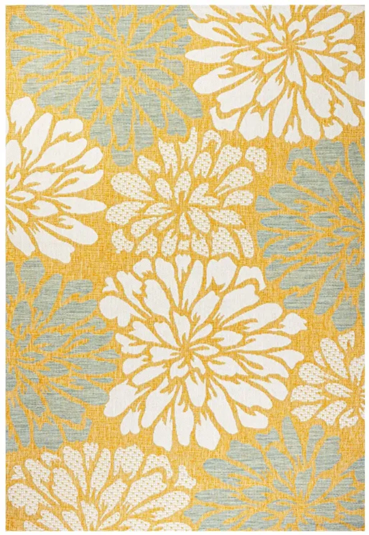 Zinnia Modern Floral Textured Weave Indoor/Outdoor Area Rug