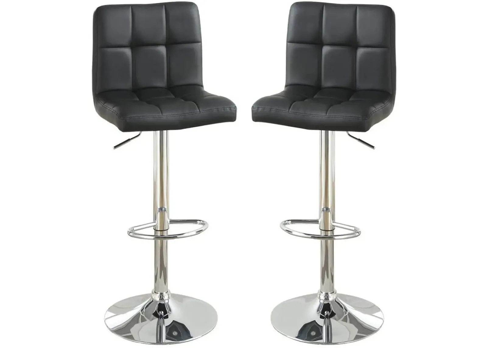 Set of 2 Modern Faux Leather Barstools, Counter Height, Adjustable