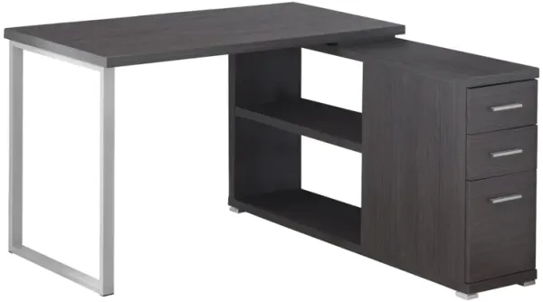 Monarch Specialties Computer Desk, Home Office, Corner, Left, Right Set-Up, Storage Drawers, L Shape, Work, Laptop, Metal, Laminate, Grey, Contemporary, Modern