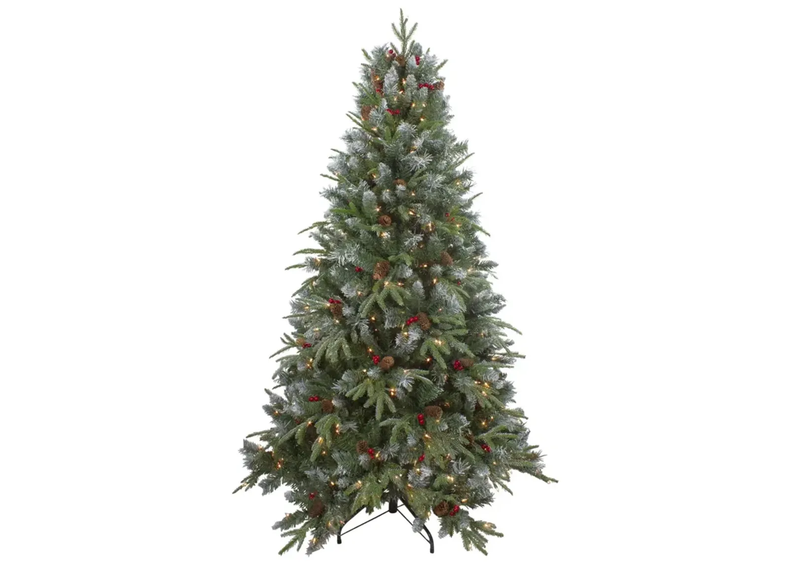 7ft Pre-Lit Frosted Mixed Berry Pine Artificial Christmas Tree - Clear Lights