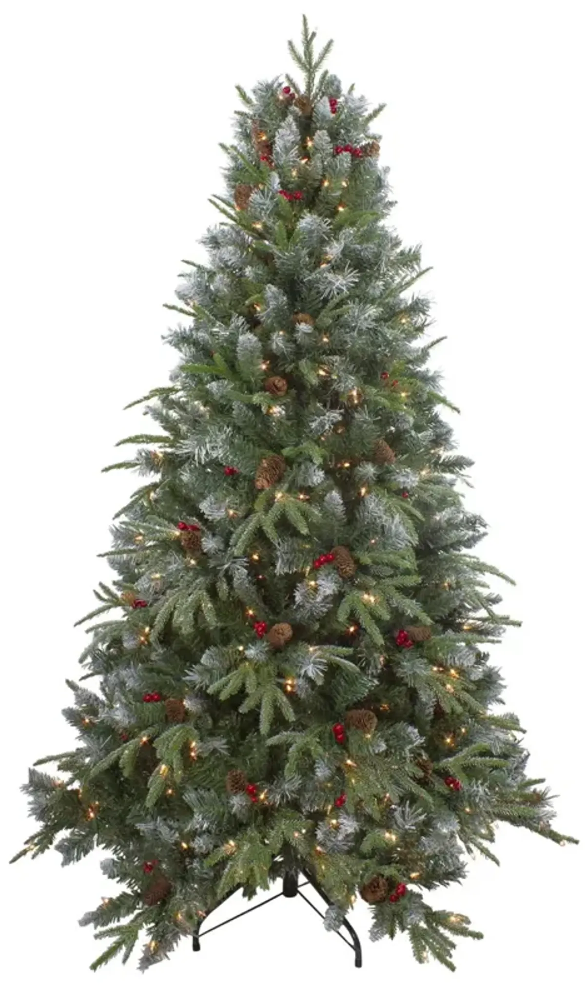 7ft Pre-Lit Frosted Mixed Berry Pine Artificial Christmas Tree - Clear Lights